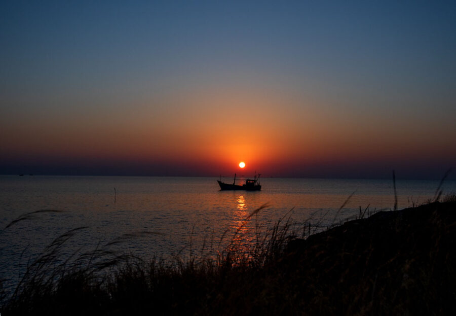 Fishing Boat at Sunset