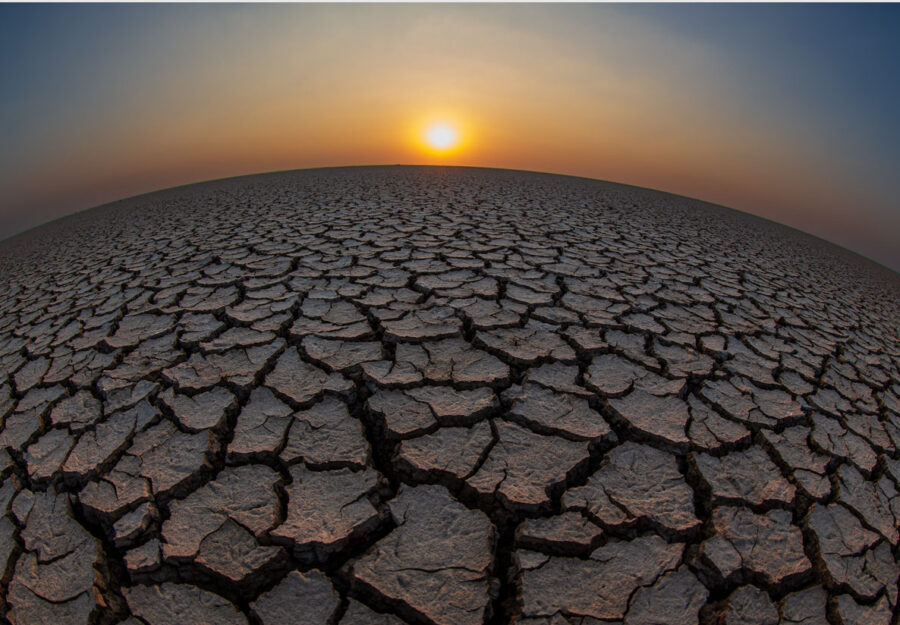 Sunset over Cracked Earth